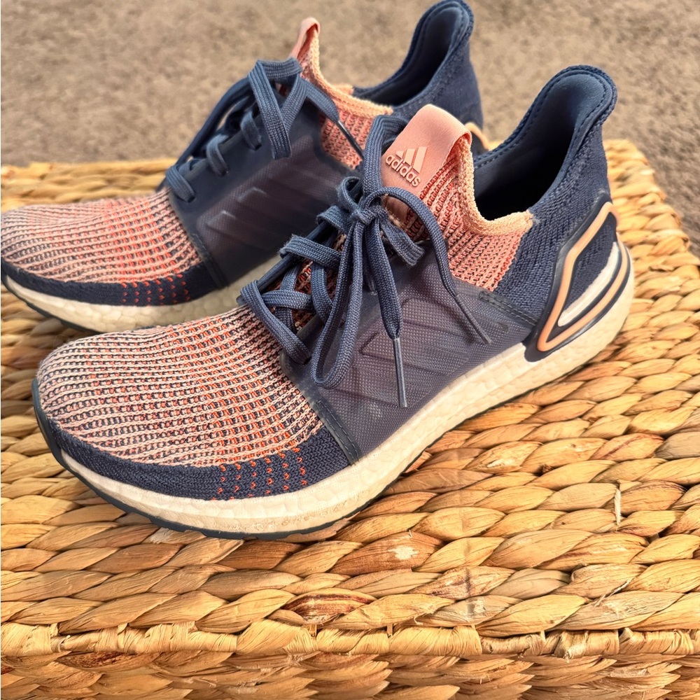 Adidas Blue and Orange Knit Sneakers